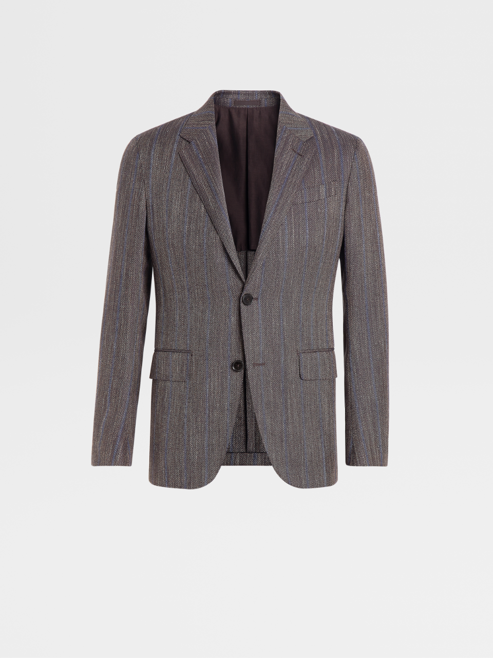 Striped Brown Wool Silk and Linen Siena Tailoring Jacket